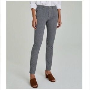 AG Adriana Goldschmeid Navy Blue & White The Prima Striped Cigarette Leg Jeans